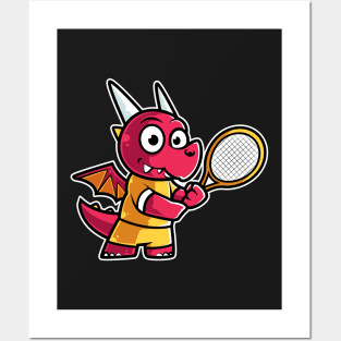 Dragon Tennis Player Funny Coach product Posters and Art